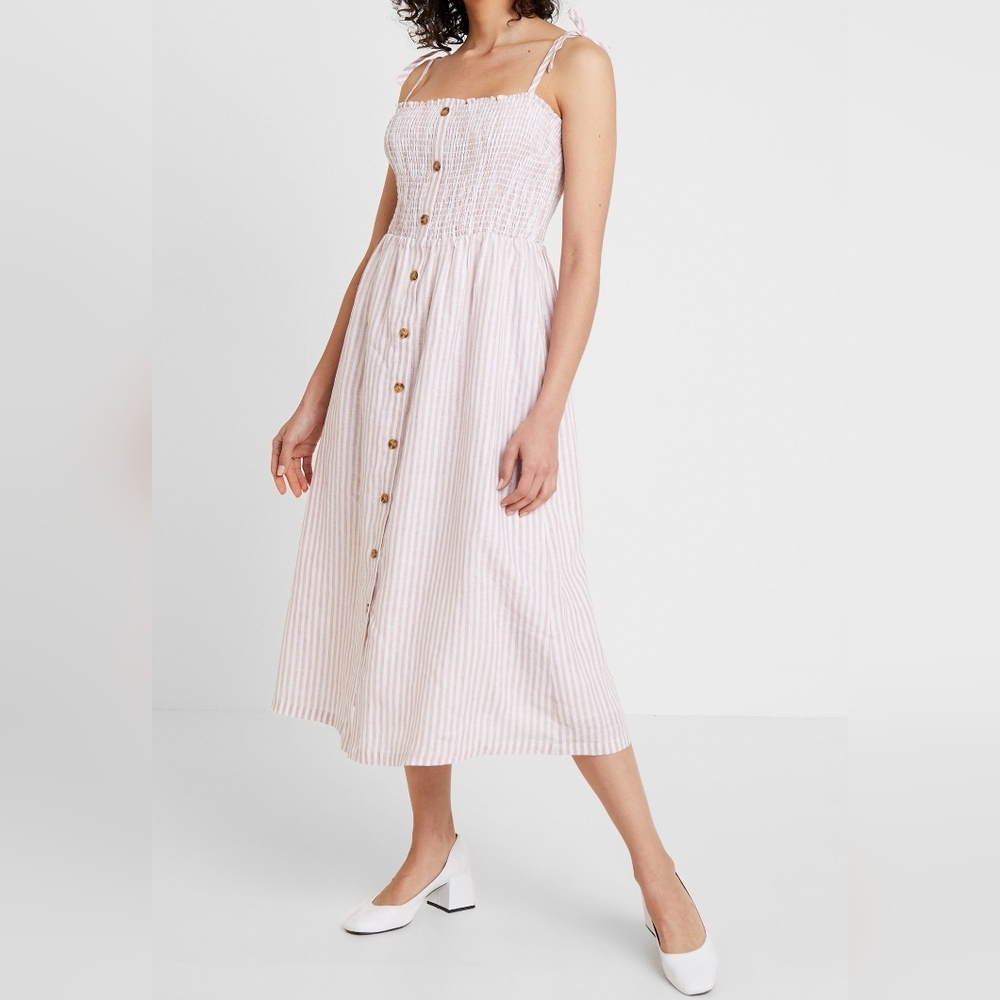 Gap Striped Tie Shoulder Midi Dress